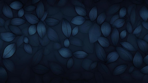 um fundo azul escuro com folhas