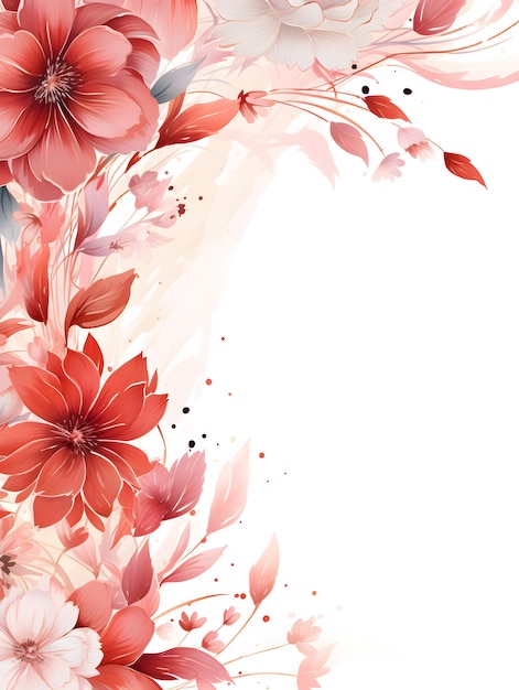 um fundo branco com flores vermelhas e rosa Resumo fundo de folhagem cor de ameixa com negativo