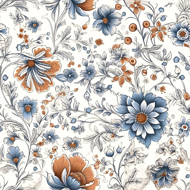 Um fundo branco com um padrão floral.
