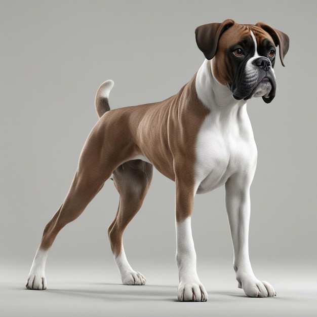 Um fundo branco de cachorro boxer