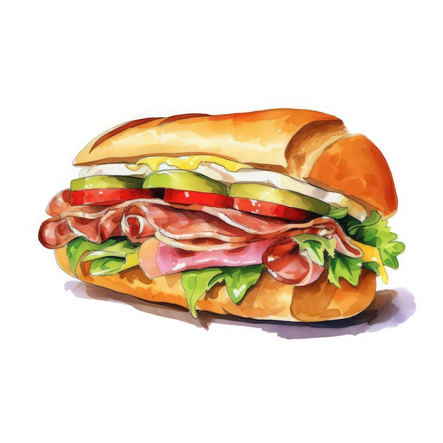 um fundo branco detalhado do sanduíche
