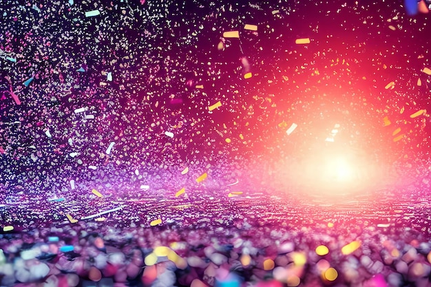 Um fundo brilhante colorido com confete e a palavra festa nele.