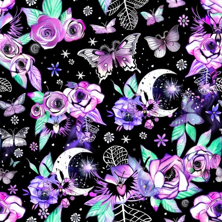 Foto um fundo colorido com borboletas e flores e borboletas
