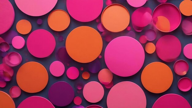 Um fundo colorido com círculos cor-de-rosa e laranja