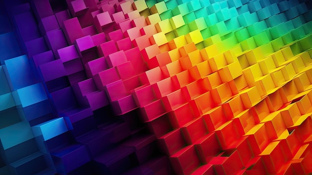 Um fundo colorido com cubos e a palavra arco-íris nele