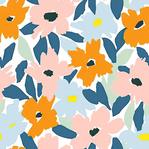 um fundo colorido com flores e a palavra " primavera " em azul e amarelo