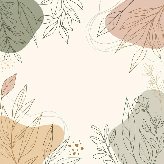 um fundo colorido com flores e folhas de diferentes cores