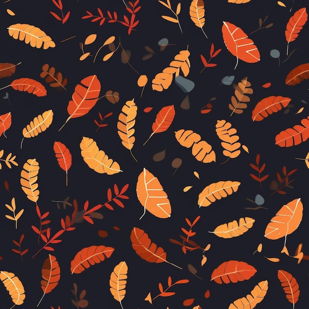 Um fundo colorido com folhas de outono e um padrão de folhas.