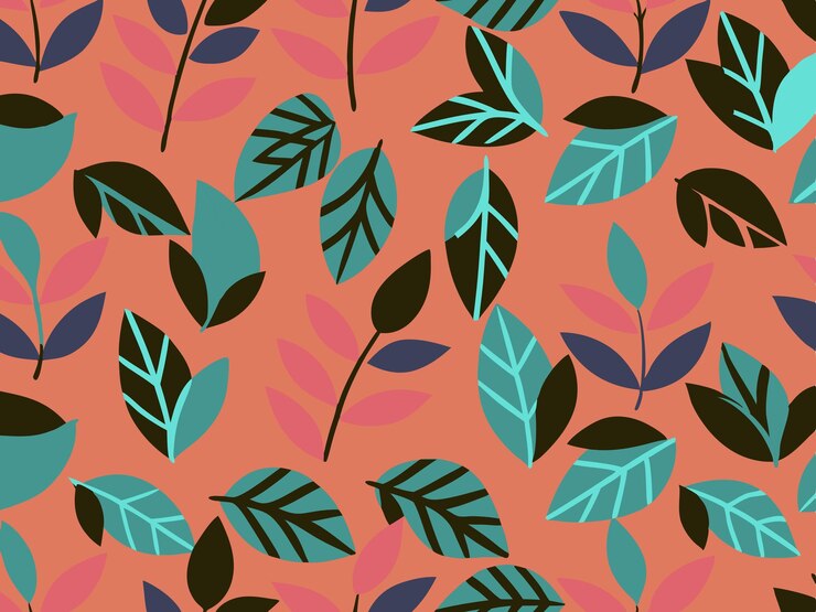 Foto um fundo colorido com folhas e um fundo rosa