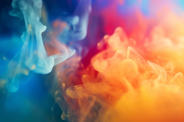 Um fundo colorido com fumaça e uma fumaça azul e laranja.