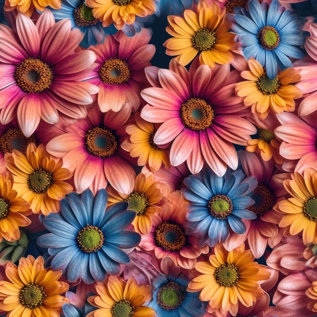 Um fundo colorido com muitas flores
