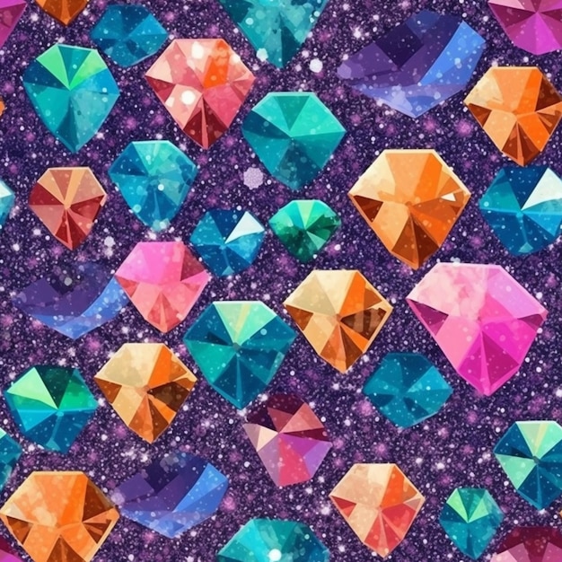 Um fundo colorido com muitos diamantes de cores diferentes generative ai