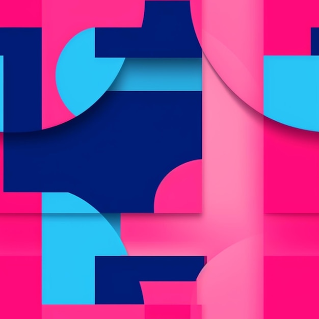 Um fundo colorido com um fundo azul e rosa e um grande número de formas.