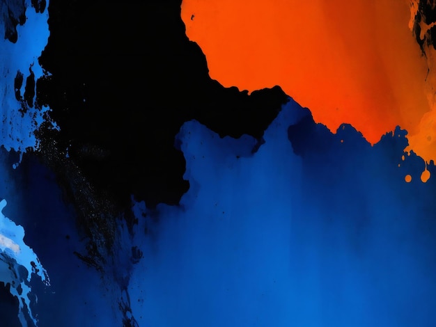 Foto um fundo colorido com um fundo preto e uma tinta azul e laranja gerada