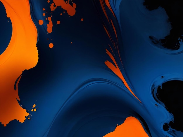 Um fundo colorido com um fundo preto e uma tinta azul e laranja gerada