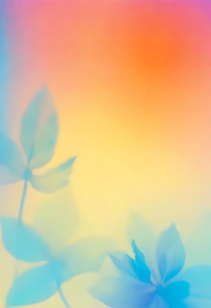 Foto um fundo colorido com uma imagem colorida de uma planta e o sol