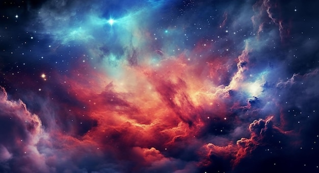 Um fundo colorido do espaço com uma nebulosa e estrelas