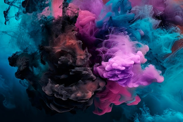 Um fundo colorido e escuro com um líquido roxo e azul e a palavra arte nele.