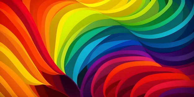 Um fundo com as cores do arco-íris com um desenho em espiral que diz "arco-íris" nele