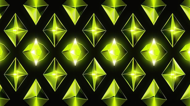 Um fundo com diamantes amarelos de néon dispostos em um padrão repetitivo