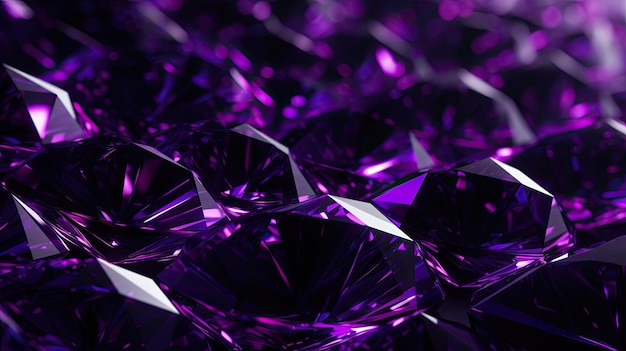 Um fundo com diamantes roxos de néon dispostos em um padrão aleatório
