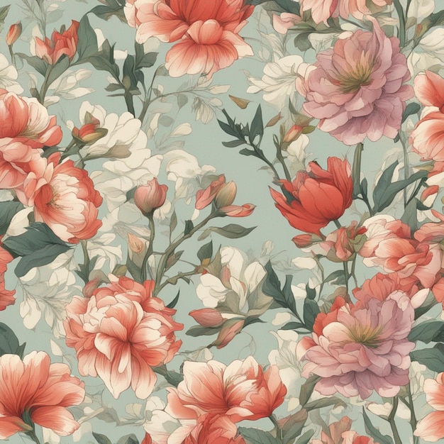 Um fundo de arte digital patten sem costura de flores