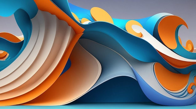 Um fundo de banner de fluxo abstrato 3D com onda