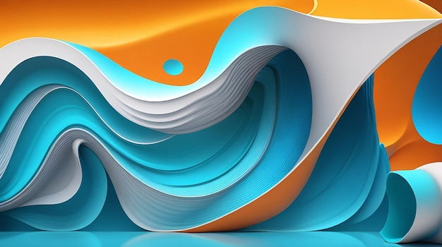 Um fundo de banner de fluxo abstrato 3D com onda