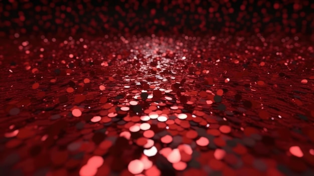 Um fundo de glitter vermelho com lantejoulas no centro