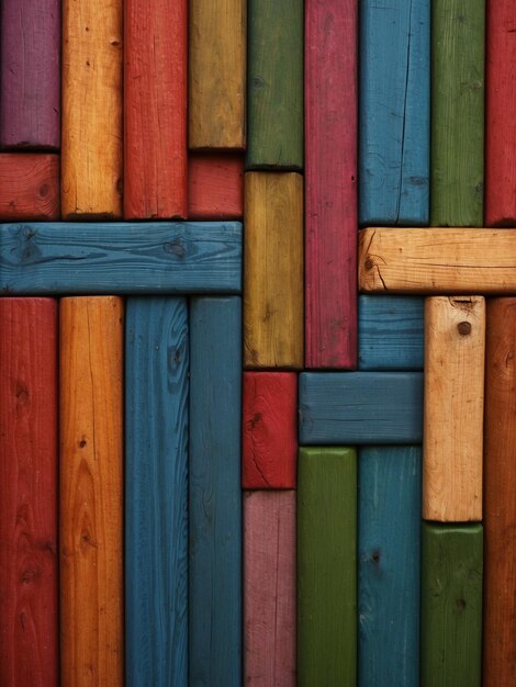 Foto um fundo de madeira multicolor para o esplendor criativo