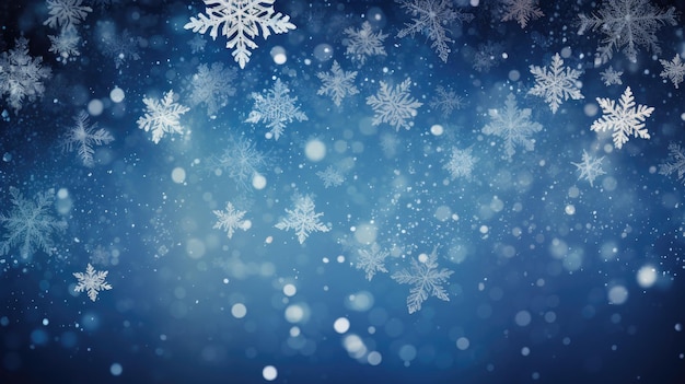 Um fundo de Natal branco e azul com ilustração ideal de flocos de neve para IA generativa de Natal