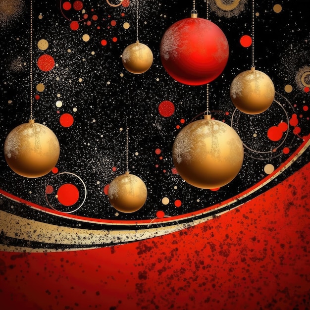 Foto um fundo de natal feito de vermelho e dourado com preto como cor primária