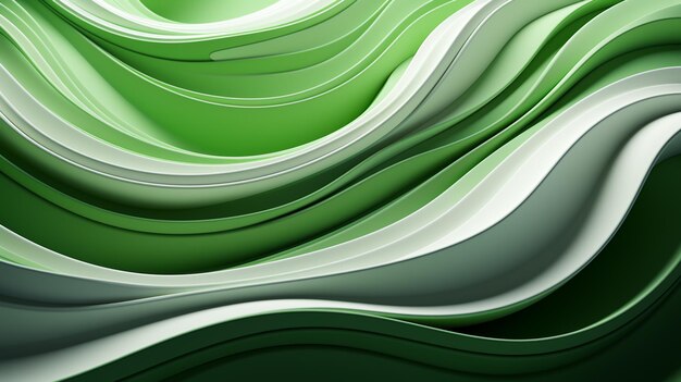 Um fundo de onda abstrata verde e branco