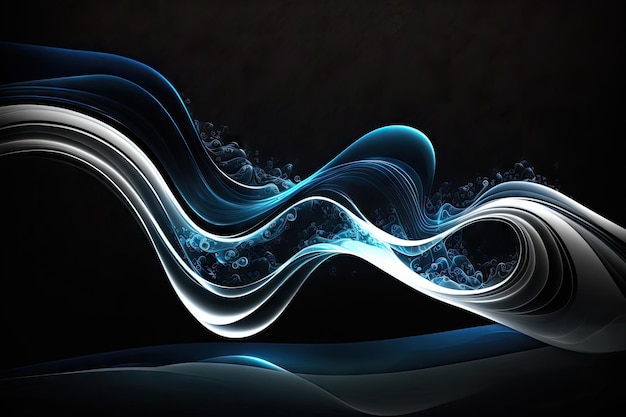Um fundo de onda azul abstrato contra um pano de fundo plano branco ou preto criado com generative ai