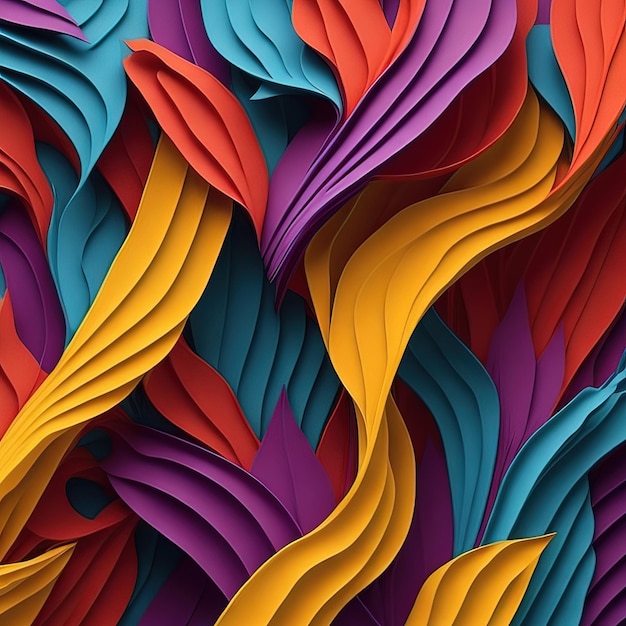 Um fundo de papel colorido com um padrão de cores e curvas.