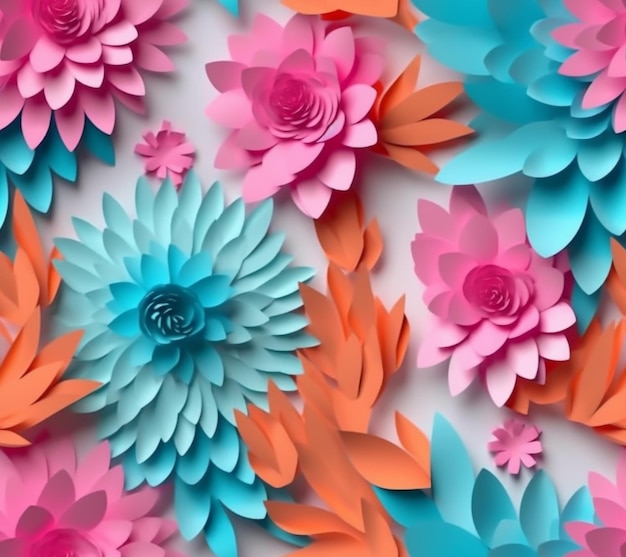 Um fundo de papel colorido com um padrão de flor.