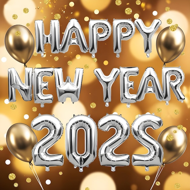 um fundo dourado com um feliz ano novo 2025 nele