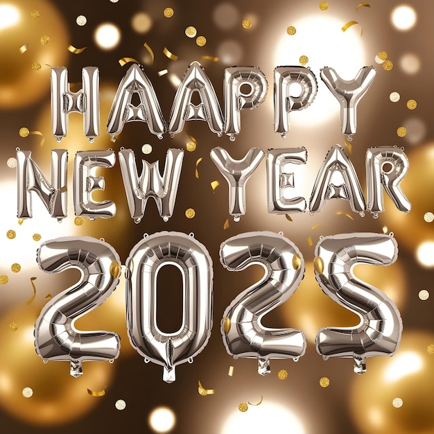 um fundo dourado com um feliz ano novo 2025 nele