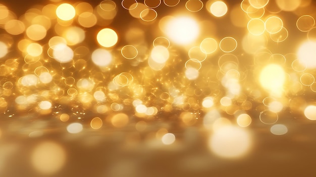 Um fundo dourado com uma imagem borrada de um bokeh de luzes