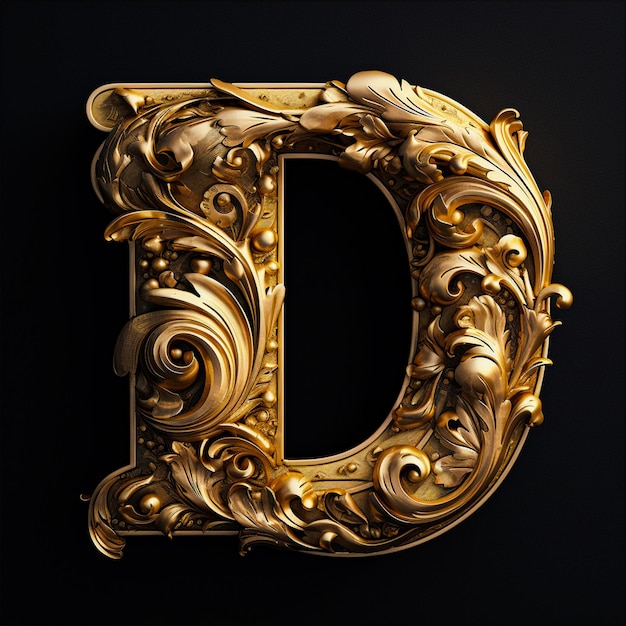 Um fundo dourado e preto com uma grande letra d.