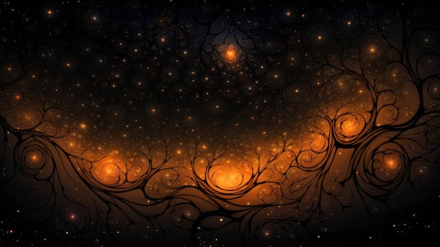 Foto um fundo escuro com redemoinhos e estrelas