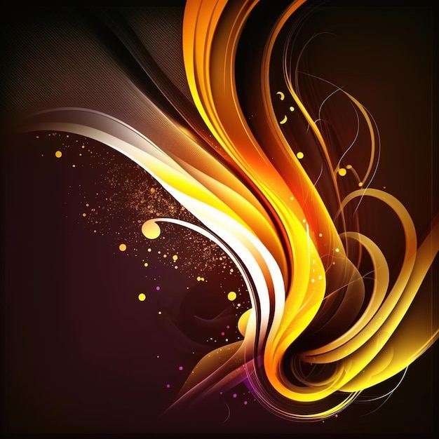 Um fundo escuro com um design colorido que diz ouro e laranja
