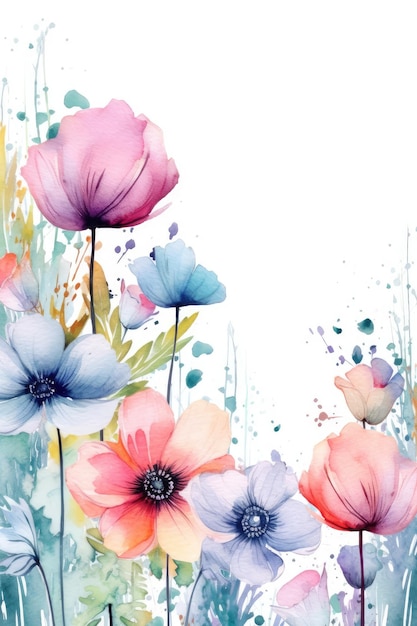 Um fundo floral aquarela com um lugar para texto.