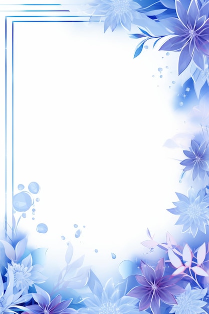 um fundo floral azul com uma moldura quadrada