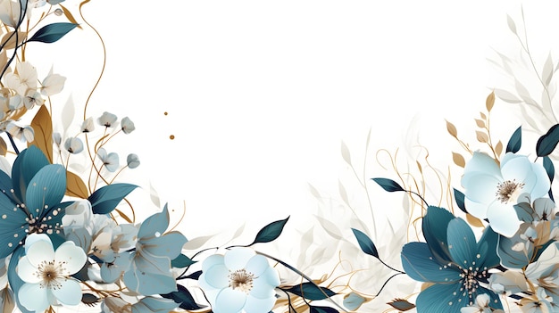 um fundo floral branco e azul com um lugar para texto Fundo abstrato de folhagem ciano com