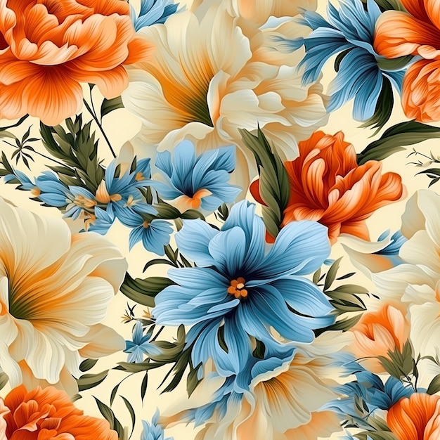 um fundo floral colorido com flores e folhas