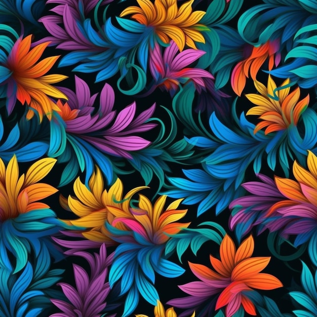 Foto um fundo floral colorido com muitas cores diferentes generativo ai