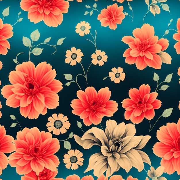 Um fundo gradiente azul com um padrão floral perfeito