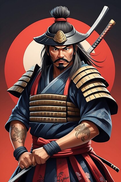 Um fundo ilustrado realista de samurais