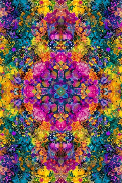 Foto um fundo kaleidoscópico inspirado nas cores e festividades de holi